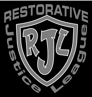 Restorative Justice League logo with shield.